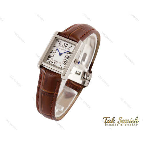 ساعت کارتیر زنانه بند چرمی تانک کوچک Cartier-3523-S-L