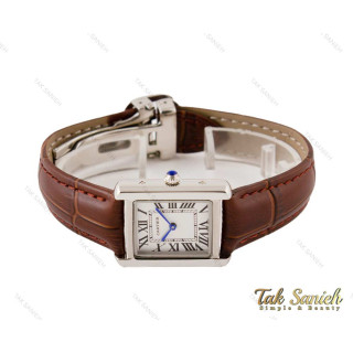 ساعت کارتیر زنانه بند چرمی تانک کوچک Cartier-3523-S-L