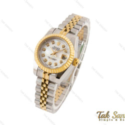 ساعت رولکس زنانه دیت جاست دورنگ طلایی صفحه صدف Rolex-3185-L