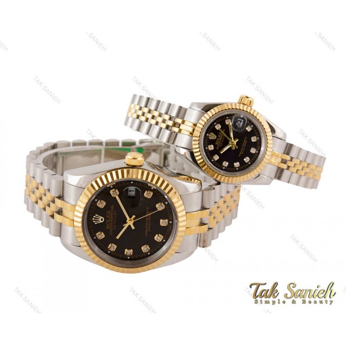 ساعت رولکس ست طلایی سیلور صفحه مشکی Rolex-3632-S