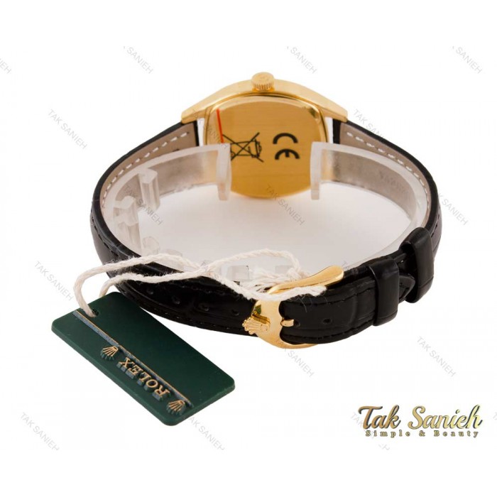 ساعت رولکس زنانه طلایی بند چرم نگین دار Rolex-3940-L