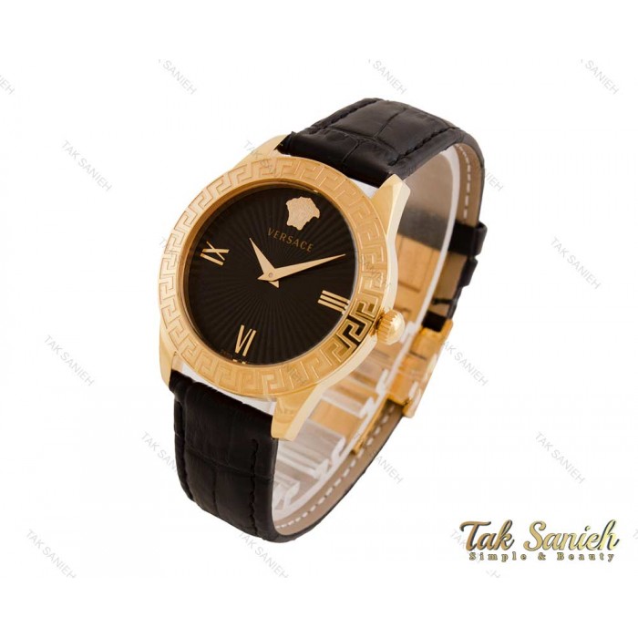 ساعت ورساچه زنانه طلایی بند چرم مشکی Versace-3941-L