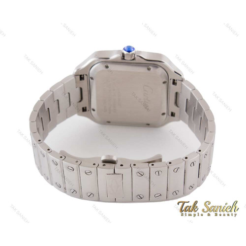 ساعت کارتیه سانتوس مردانه نقره ای صفحه سرمه ای Cartier-3961-G