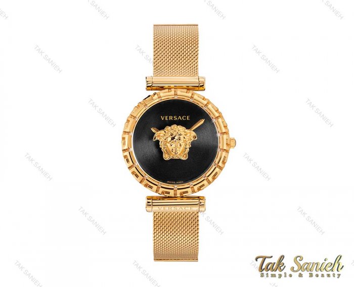 قیمت ساعت ورساجه زنانه پالازو طلایی صفحه مشکی Versace-3989-L