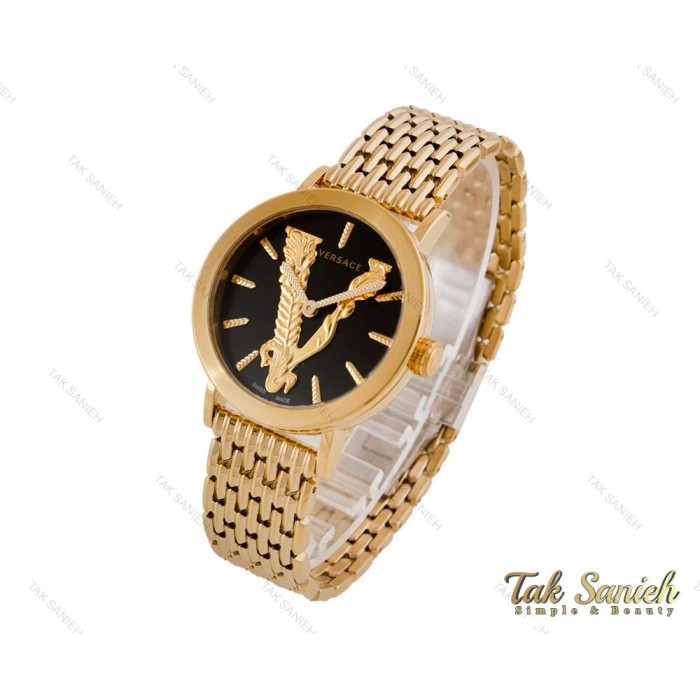 ساعت مچی ورساچه Virtus زنانه طلایی صفحه مشکی Versace-3994-L