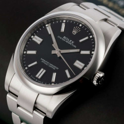 ساعت رولکس مردانه اویستر پرپچوال سیلور مشکی Rolex-4113-G