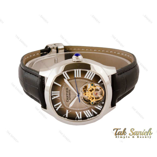 ساعت کارتیر درایو مردانه اتوماتیک بند چرمی توربیلون دار Cartier-4129-G