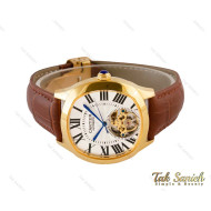 ساعت کارتیر درایو مردانه طلایی بند چرم اتوماتیک Cartier-4130-G