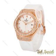 ساعت هابلوت زنانه سفید رزگلد فول نگین Hublot-4200-L