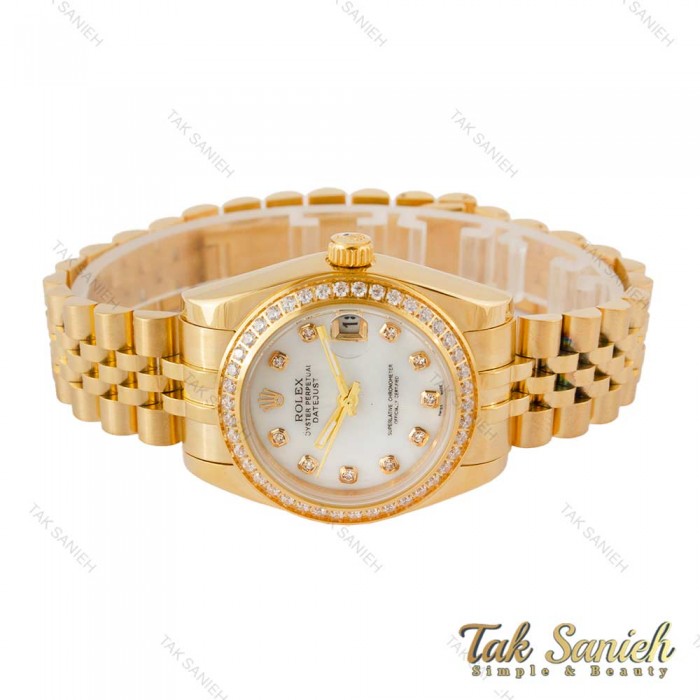 ساعت رولکس زنانه مدل دیت جاست طلایی دورنگین Rolex-4343-L