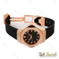 ساعت هابلوت زنانه فول نگین رزگلد مشکی Hublot-4348-L
