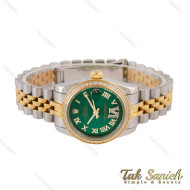 ساعت رولکس زنانه دیت جاست صفحه سبز اعداد یونانی نگین دار Rolex-4448-L