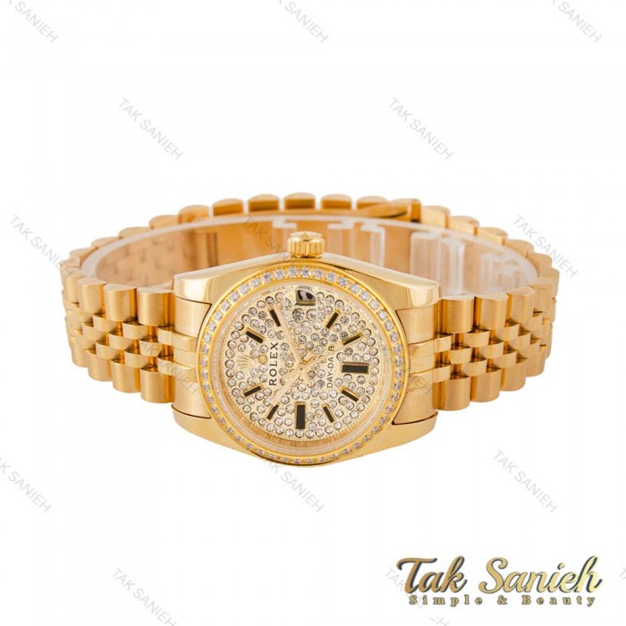 ساعت رولکس زنانه طلایی صفحه فول نگین Rolex-4452-L