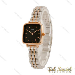 ساعت دنیل ولینگتون زنانه مربعی دو رنگ رزگلد صفحه مشکی DW-4480-L