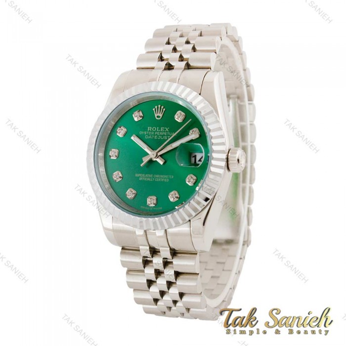 ساعت رولکس دیت جاست مردانه نقره ای صفحه سبز Rolex-4508-G