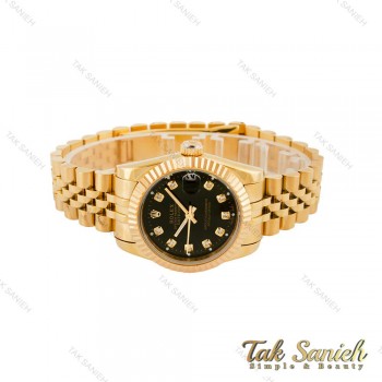 ساعت رولکس زنانه طلایی صفحه مشکی متوسط Rolex-4524-M-L