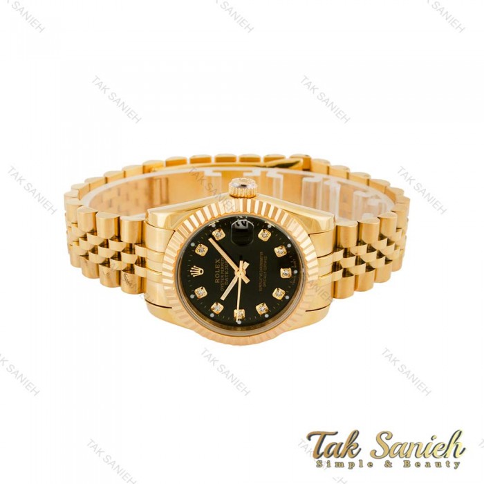 ساعت رولکس زنانه طلایی صفحه مشکی متوسط Rolex-4524-M-L