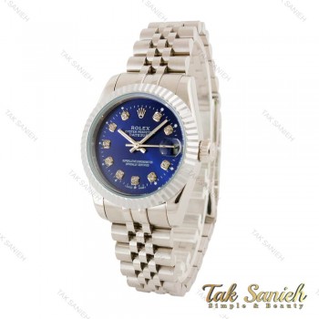 ساعت رولکس زنانه نقره ای صفحه سرمه ای Rolex-4528-M-L