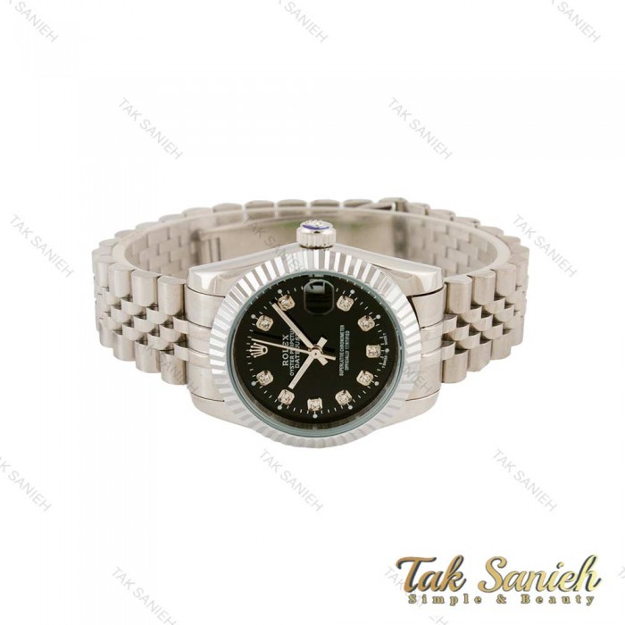 ساعت رولکس زنانه نقره ای صفحه مشکی متوسط Rolex-4533-M-L