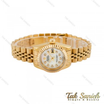 ساعت رولکس زنانه طلایی صفحه سفید اسمال Rolex-4536-S-L
