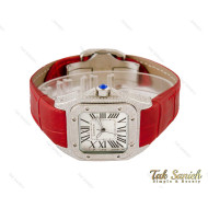 ساعت کارتیر سانتوس فول نگین زنانه قرمز Cartier-4080-L