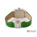 ساعت کارتیر زنانه دورنگین بند چرم سبز Cartier-4082-L