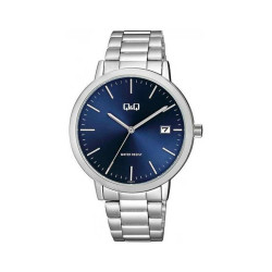 ساعت مردانه کیو اند کیو استیل صفحه سرمه ای تقویم دار QQ-4572-G