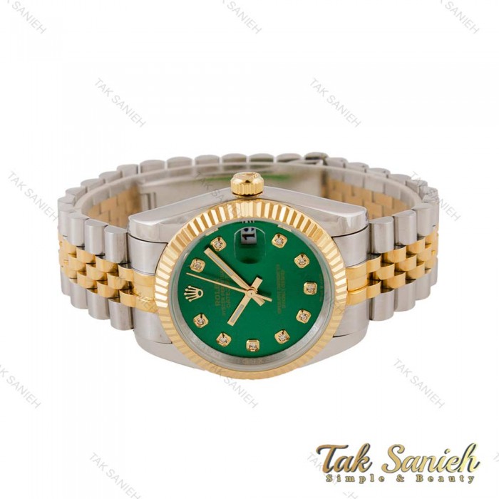 ساعت رولکس مردانه دورنگ طلایی صفحه سبز Rolex-4790-G