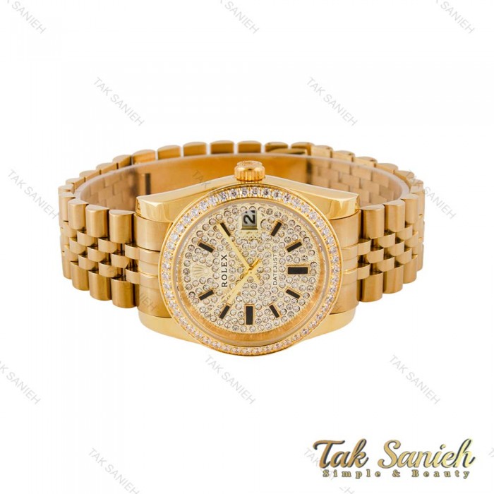 ساعت رولکس طلایی مردانه صفحه فول نگین Rolex-4792-G