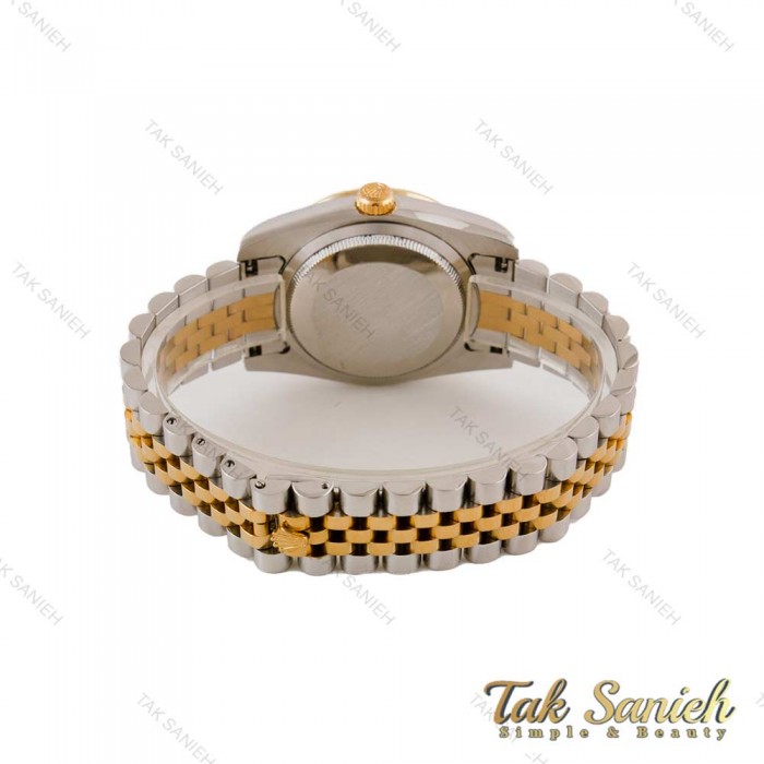 ساعت رولکس مردانه دورنگ طلایی صفحه فول نگین Rolex-4796-G