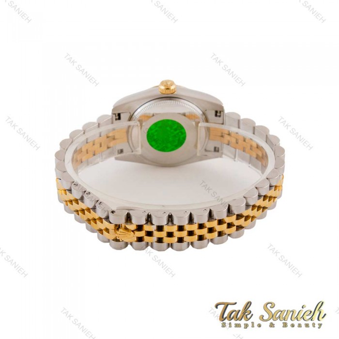 ساعت رولکس زنانه دورنگ طلایی صفحه نگین اعداد رومی Rolex-4867-L