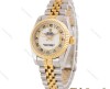 ساعت رولکس زنانه دورنگ طلایی صفحه نگین اعداد رومی Rolex-4867-L