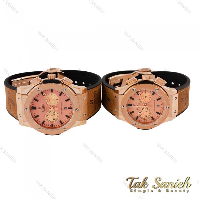 ساعت هابلوت ست رزگلد بند چرم قهوه ای Hublot-4892-S