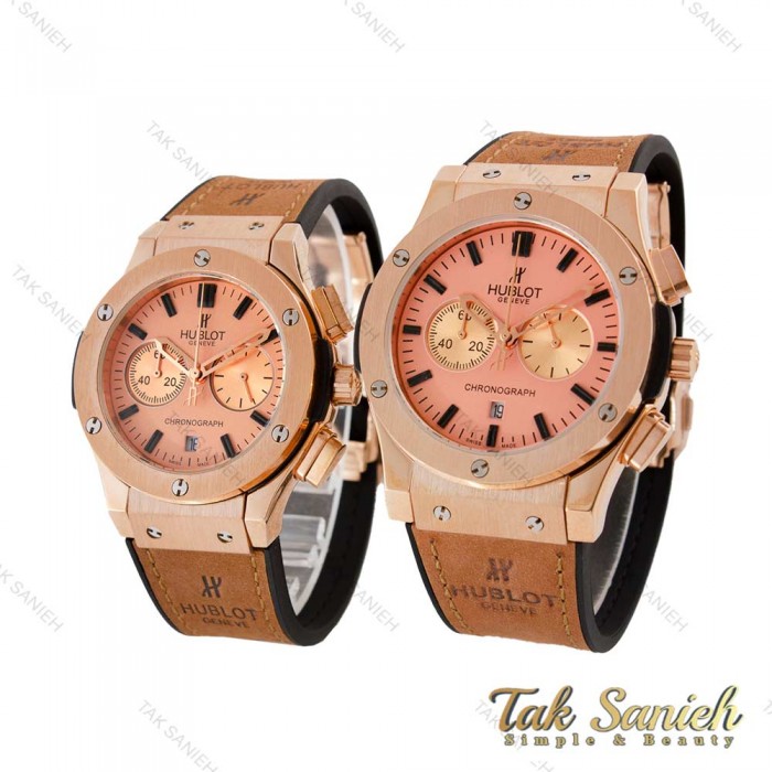 ساعت هابلوت ست رزگلد بند چرم قهوه ای Hublot-4892-S