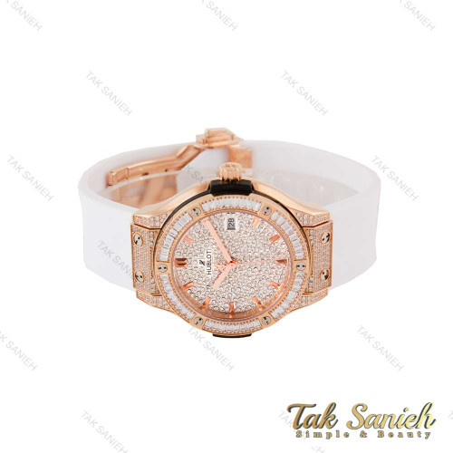 ساعت هابلوت زنانه فول نگین سفید قاب رزگلد Hublot-4903-L