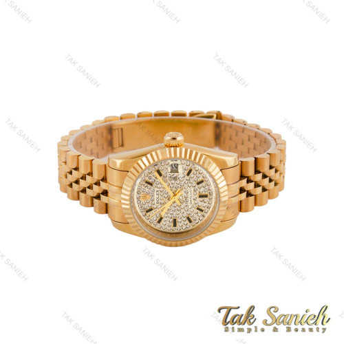 ساعت رولکس زنانه صفحه نگین طلایی Rolex-4955-L