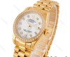 ساعت رولکس زنانه بند پرزیدنت طلایی صفحه سفید دورنگین Rolex-4957-L