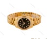 ساعت رولکس زنانه بند پرزیدنت طلایی صفحه مشکی دورنگین Rolex-4960-L