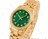 ساعت رولکس زنانه بند پرزیدنت طلایی صفحه سبز دورنگین Rolex-4961-L
