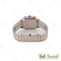 ساعت کارتیر سانتوس مردانه دورنگ طلایی صفحه سفید Cartier-4991-G