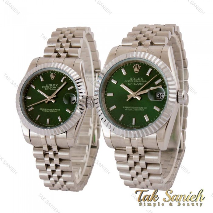 ساعت ست رولکس دیت جاست استیل صفحه سبز Rolex-5024-S