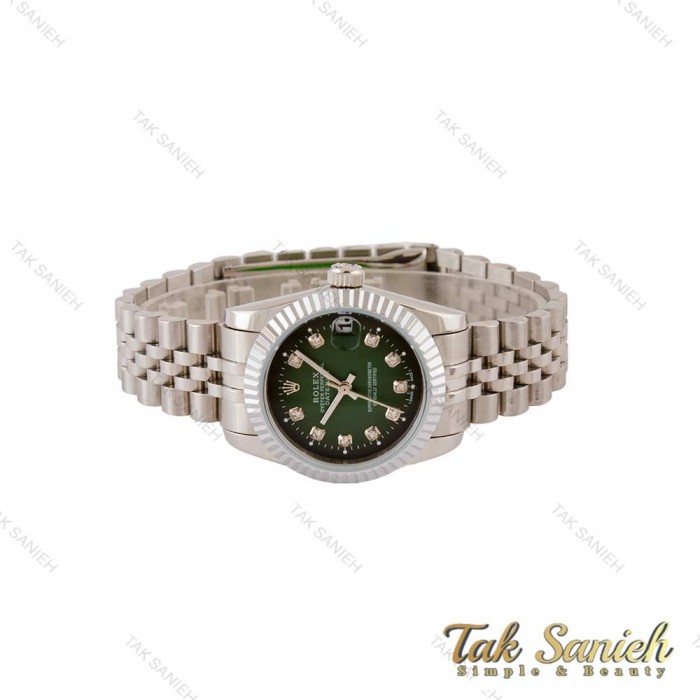 ساعت رولکس زنانه مدیوم استیل صفحه سبز مشکی Rolex-5033-M-L