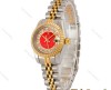 ساعت رولکس زنانه دورنگ طلایی صفحه قرمز ایندکس رومی اسمال Rolex-5108-S-L