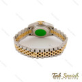 ساعت رولکس زنانه دورنگ طلایی دورنگین صفحه سبز ایندکس رومی Rolex-5119-M-L