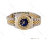 ساعت رولکس زنانه دورنگ طلایی دورنگین ایندکس یونانی صفحه آبی Rolex-5121-M-L