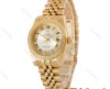 ساعت رولکس زنانه طلایی دورنگین صفحه سیلور ایندکس یونانی Rolex-5122-M-L