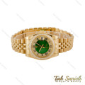 ساعت رولکس زنانه طلایی دورنگین صفحه سبز ایندکس رومی Rolex-5124-M-L