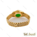 ساعت رولکس زنانه طلایی دورنگین صفحه سبز ایندکس رومی Rolex-5124-M-L