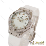 ساعت هابلوت زنانه دور نگین سفید نقره ای Hublot-5133-L