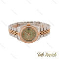 ساعت رولکس زنانه دورنگ رزگلد دورنگین صفحه سبز Rolex-5221-L
